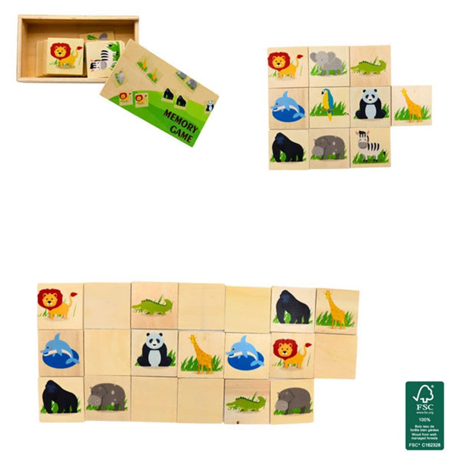Wooden Animal Memory Game 15.5 x 9 x 4 cm