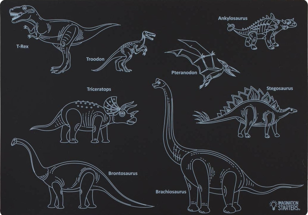 Dinosaur  12” X 17” Kritt-tavle Spisebrikke Imagination Starters - kidsverden.no