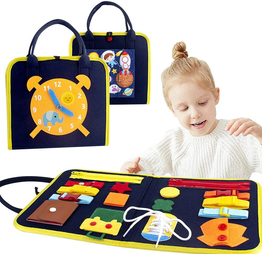 Busy Bag Montessori med Klokka og Puslespill