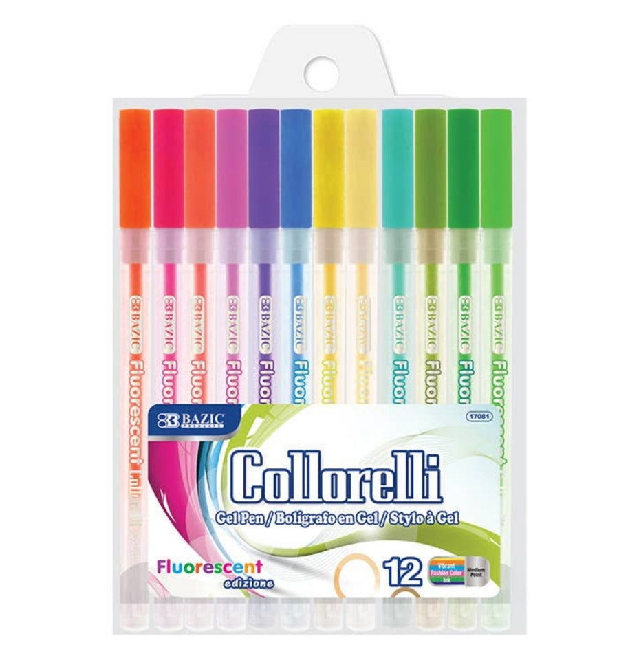12 Fluorescent Color Collorelli Gel Pen - kidsverden.no