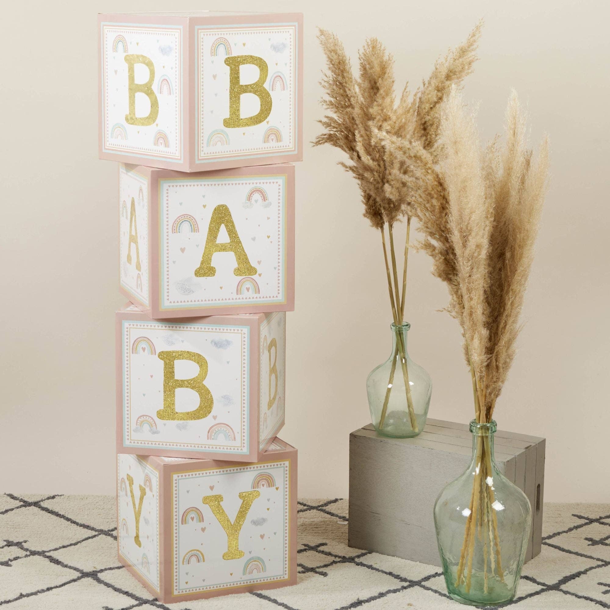 Boho Baby Block Box til Baby Shower , Bursdag, Dåp